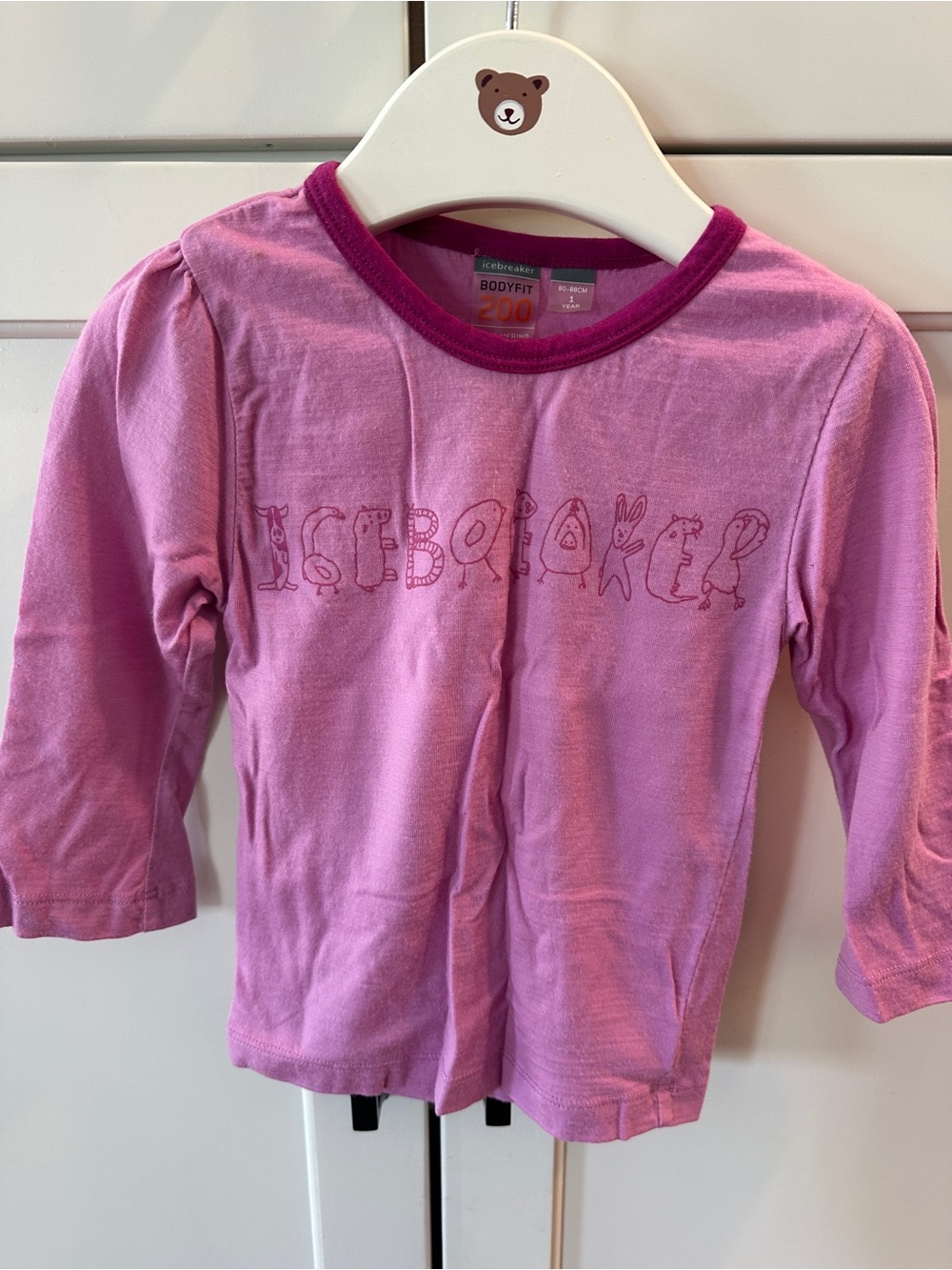 Icebreaker Merino 200 Thermal Base Layer Top Long Sleeve Size 1 yr 80-88cm